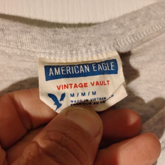 American Eagle vintage vault tshirt mens M Medium gray graphic tee single stitch - Picture 7 of 9